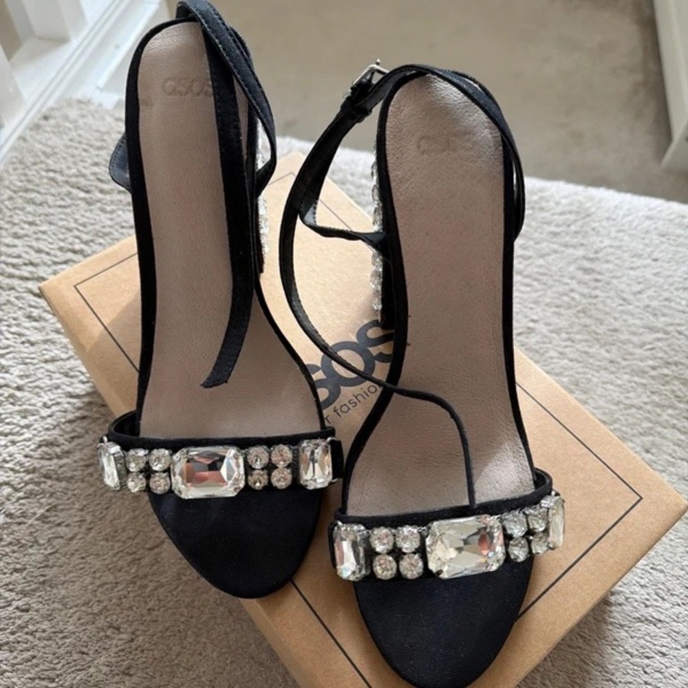 ASOS Elegant Black Heels with Gem Accents